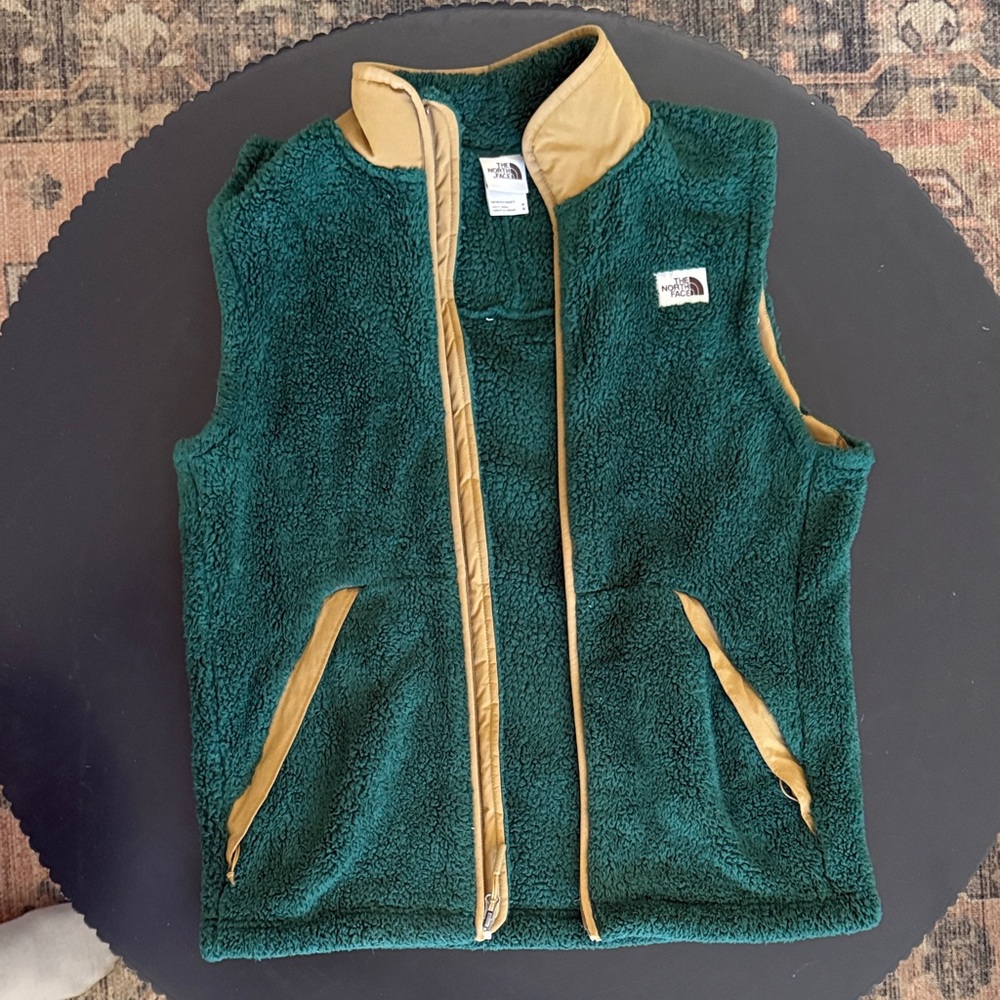The North Face Teal and Tan Fleece Vest
